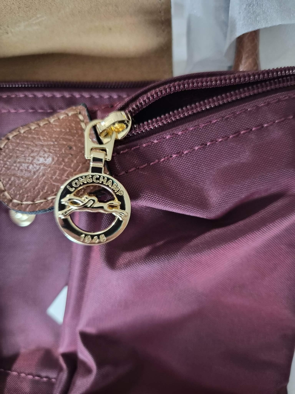 Longchamp Le Pliage Small Foldable Tote - Burgundy - Picture 5 of 11